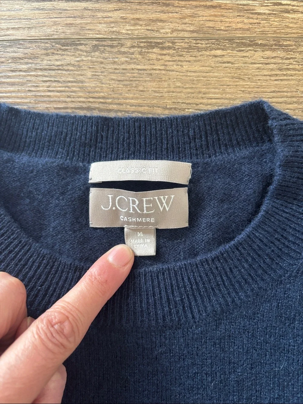 J. Crew 100% Cashmere Classic-fit Crewneck Sweater Navy Blue Women's Size Medium